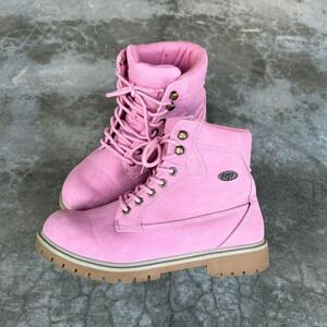 Vintage Y2K 2000's LUGZ pink suede leather Chunky boots women's size 11